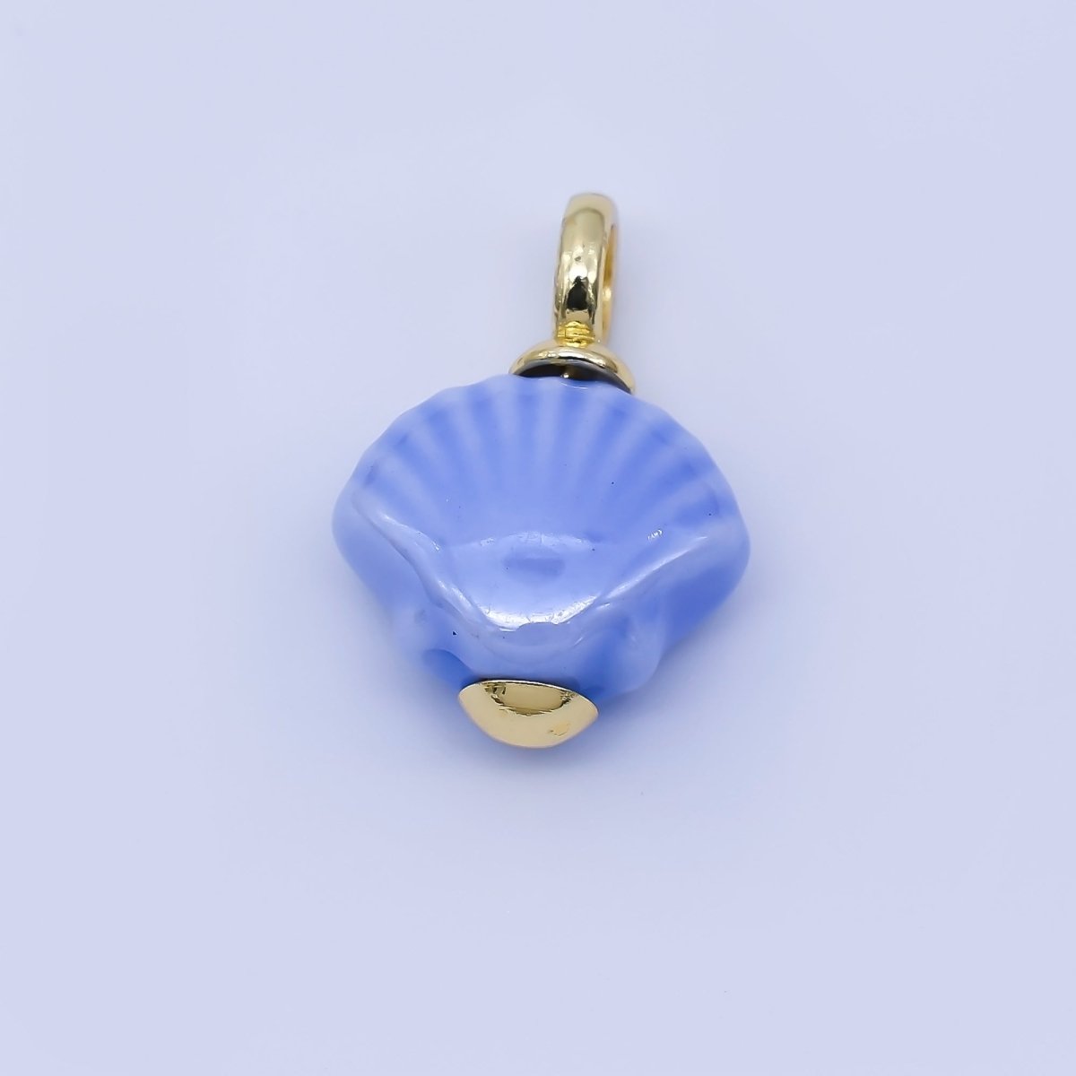 24K Gold Filled 12mm Handmade Ceramic Clam Seashell Charm | AF1577 - 1582