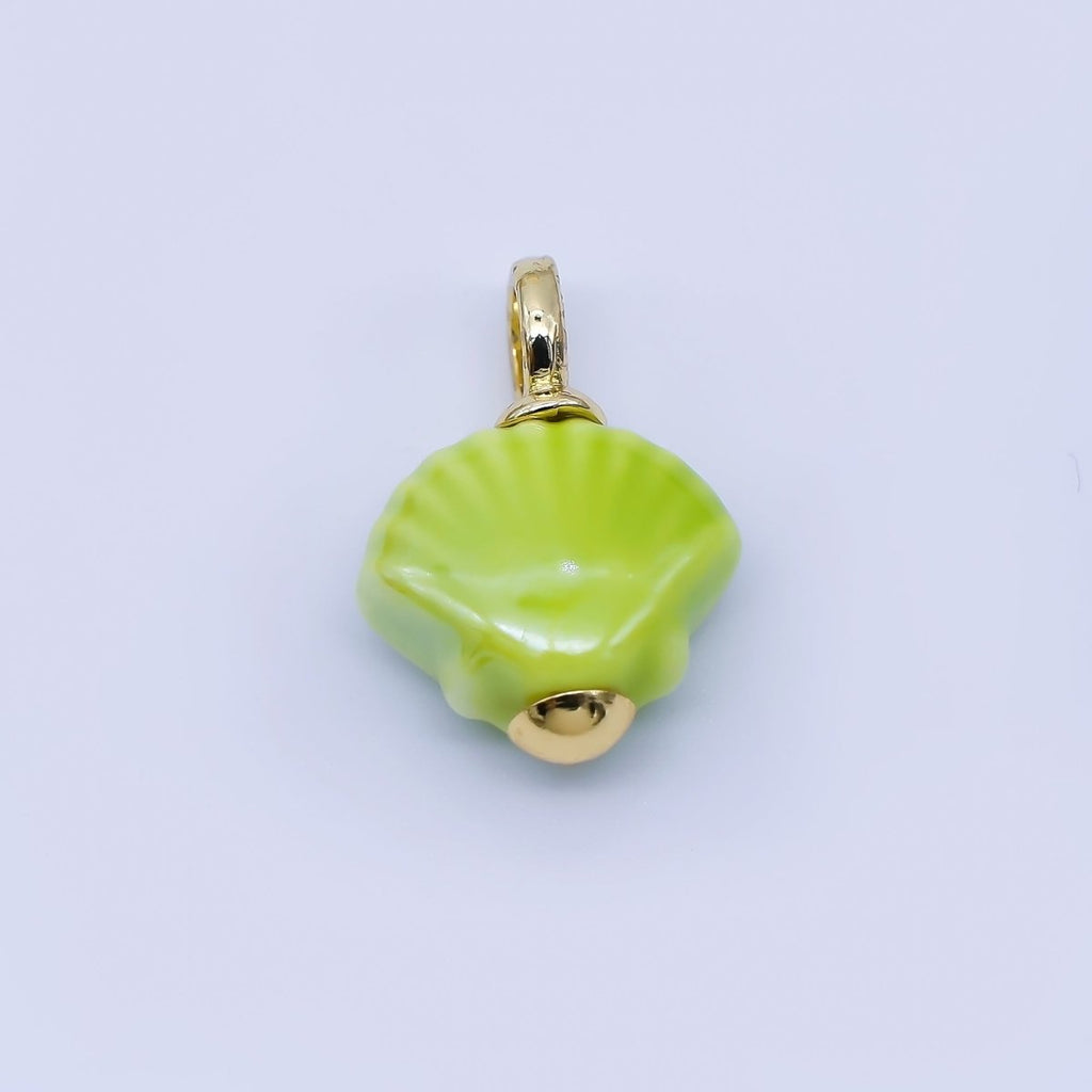 24K Gold Filled 12mm Handmade Ceramic Clam Seashell Charm | AF1577 - 1582