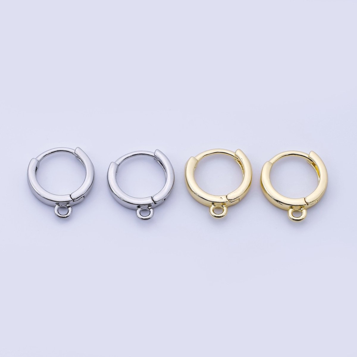 24K Gold Filled 12mm Minimalist Cartilage Drop Huggie Findings in Gold & Silver | Z1512 Z1513