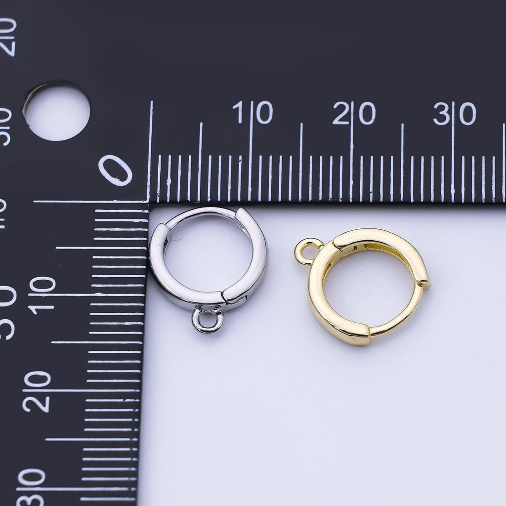 24K Gold Filled 12mm Minimalist Cartilage Drop Huggie Findings in Gold & Silver | Z1512 Z1513