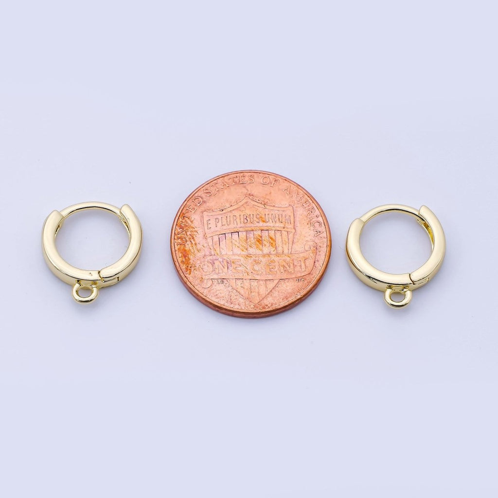 24K Gold Filled 12mm Minimalist Cartilage Drop Huggie Findings in Gold & Silver | Z1512 Z1513