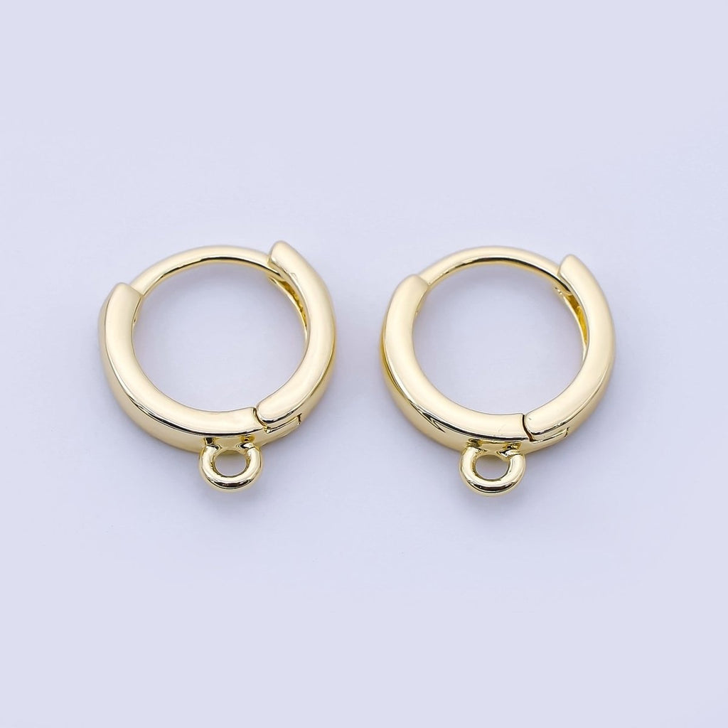 24K Gold Filled 12mm Minimalist Cartilage Drop Huggie Findings in Gold & Silver | Z1512 Z1513