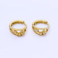 24K Gold Filled 13.5mm Round CZ Cluster Huggie Earrings | AB1622