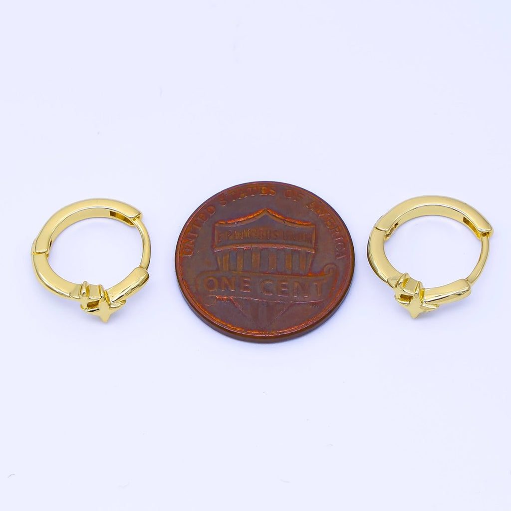 24K Gold Filled 13mm Celestial Star Huggie Earrings in Gold & Silver | AB1660 AB1661