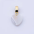 24K Gold Filled 13mm Heart Shell Pearl Clear CZ Bail Pendant | P1953