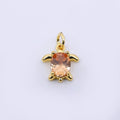 24K Gold Filled 13mm Orange CZ Turtle Tortoise Mini Charm | AF474