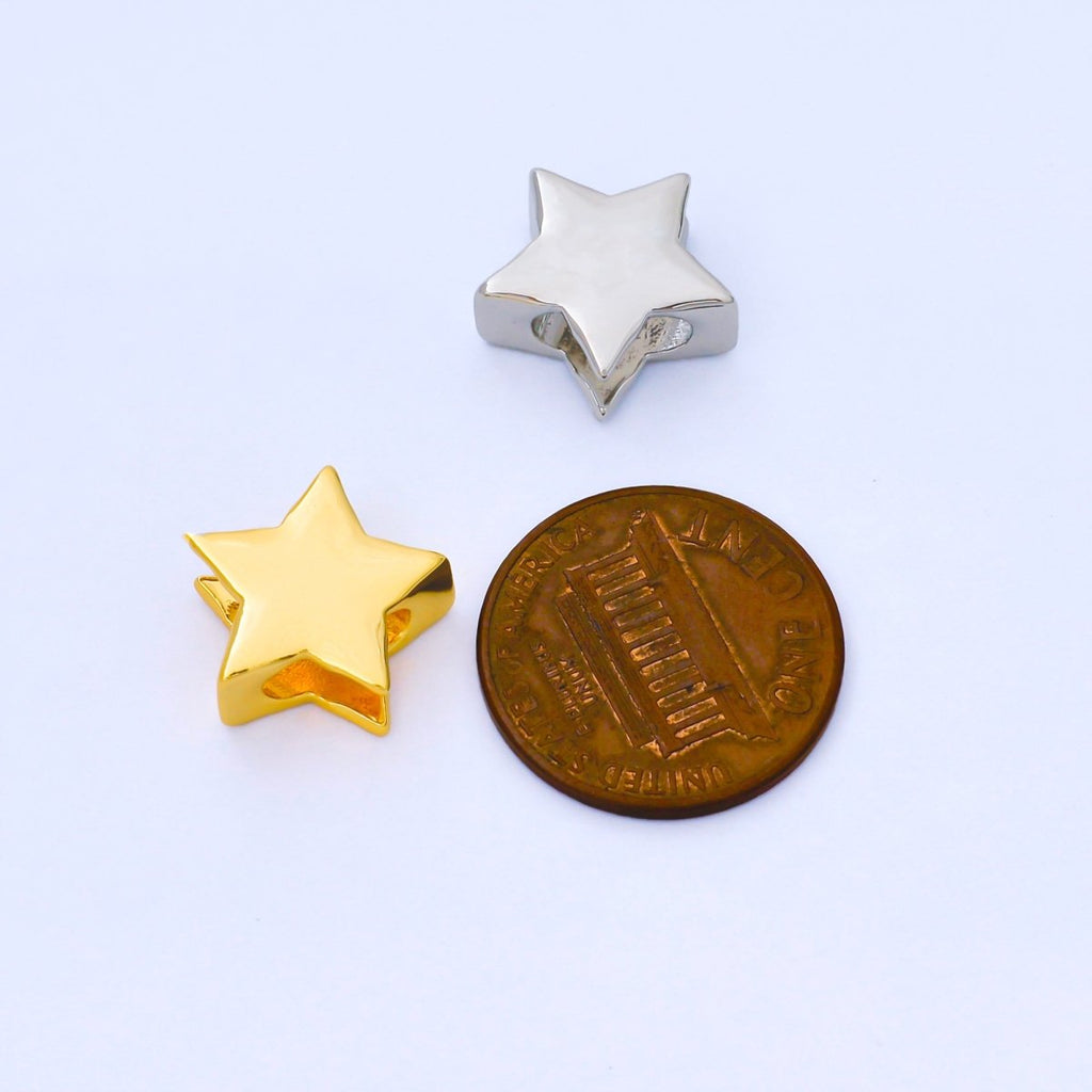 24K Gold Filled 13mm Minimalist Celestial Star Bead Cord Spacer in Gold & Silver | B852