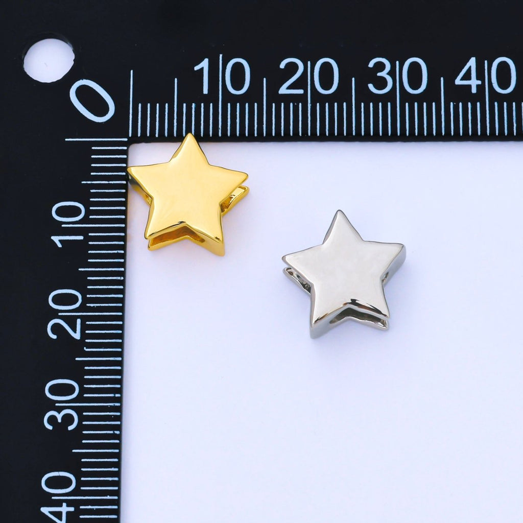 24K Gold Filled 13mm Minimalist Celestial Star Bead Cord Spacer in Gold & Silver | B852