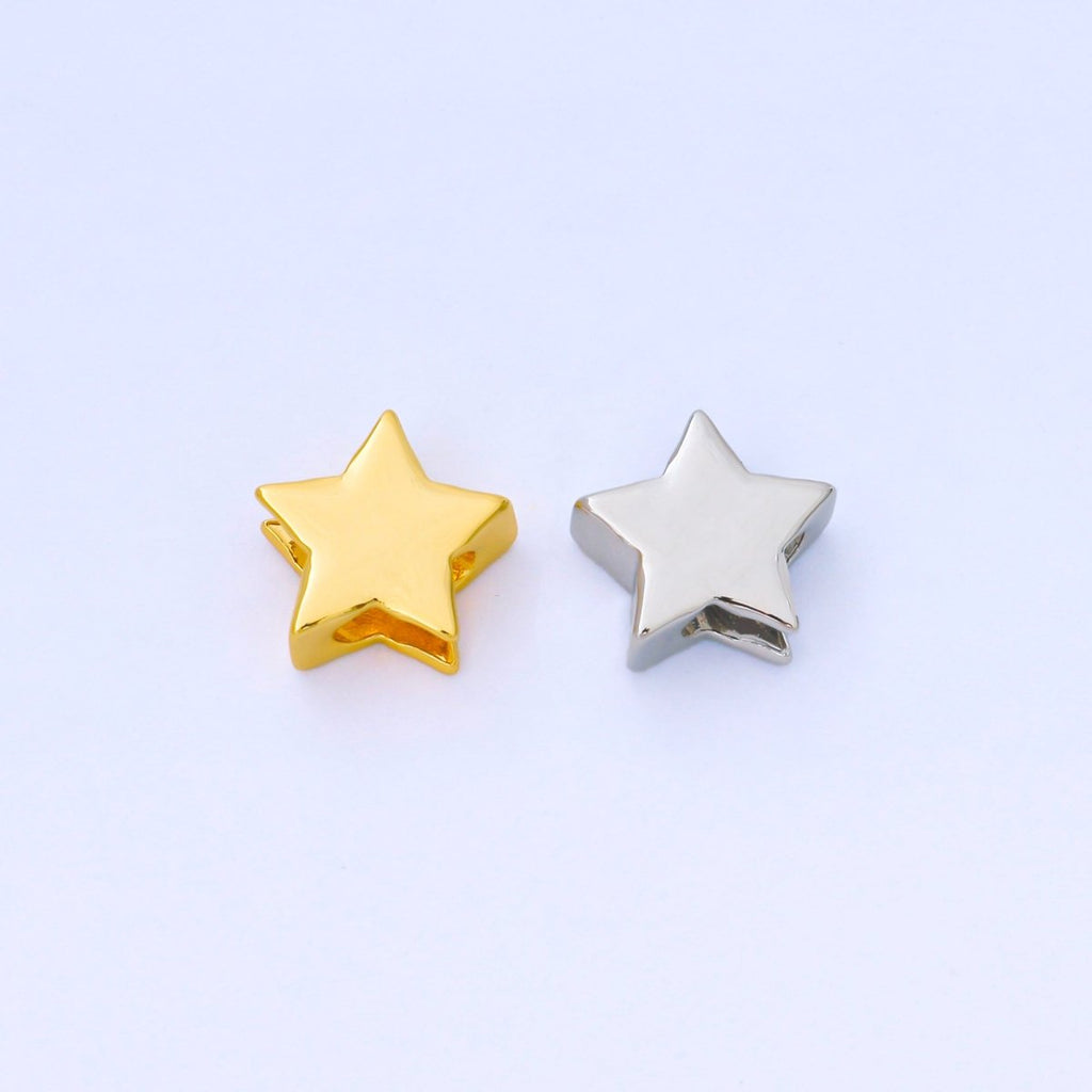 24K Gold Filled 13mm Minimalist Celestial Star Bead Cord Spacer in Gold & Silver | B852