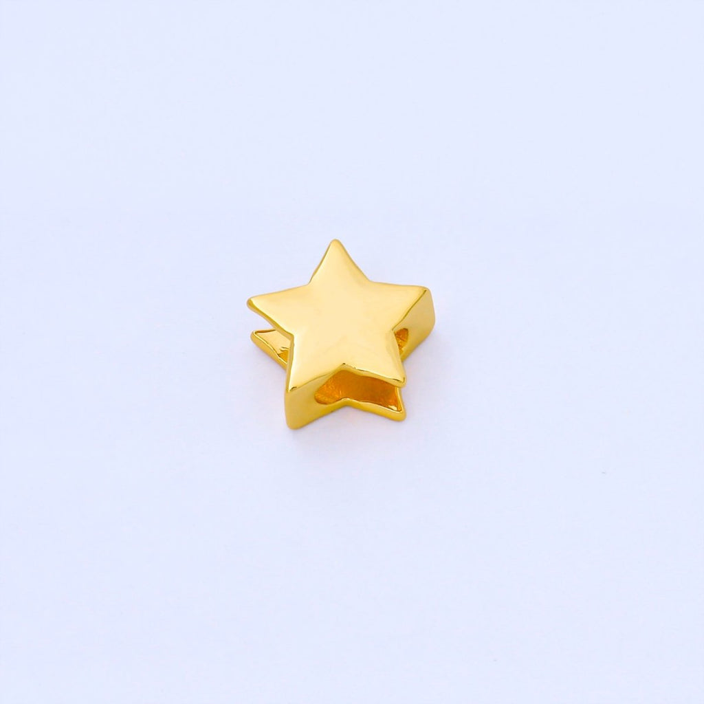 24K Gold Filled 13mm Minimalist Celestial Star Bead Cord Spacer in Gold & Silver | B852
