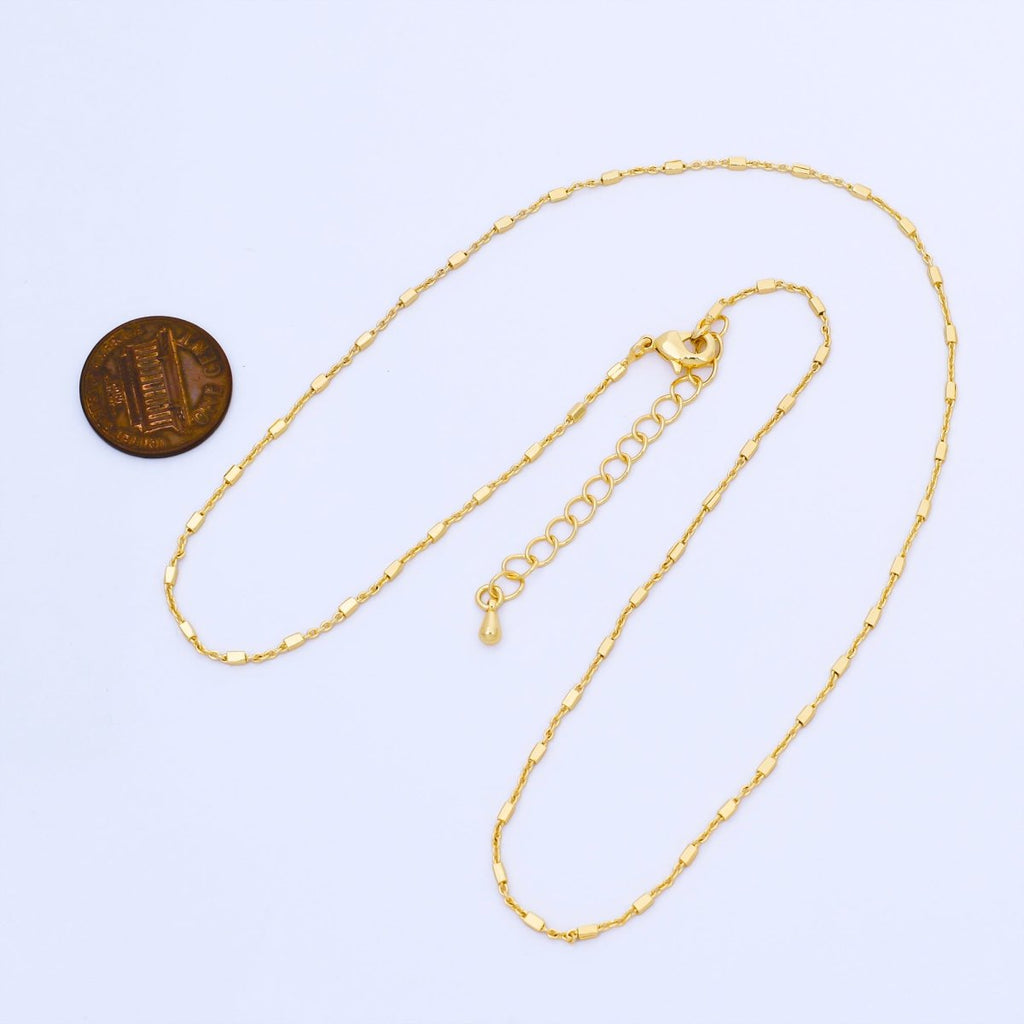 24K Gold Filled 1.3mm Tube Beads Satellite Chain 18 Inch Necklace | WA-01601 WA-01627