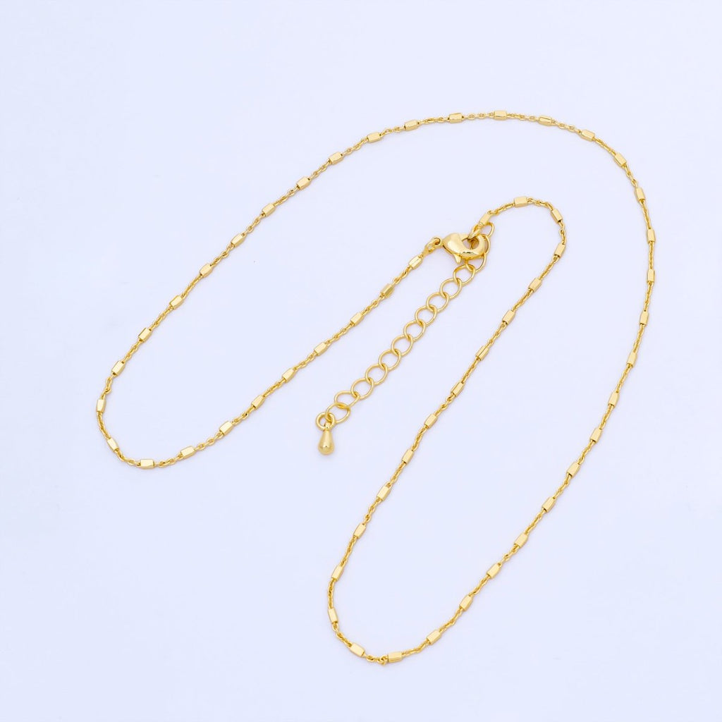 24K Gold Filled 1.3mm Tube Beads Satellite Chain 18 Inch Necklace | WA-01601 WA-01627
