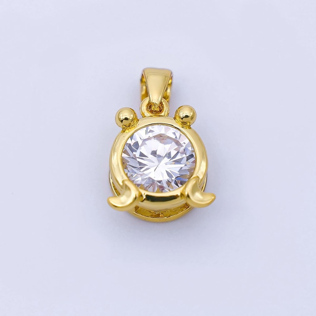 24K Gold Filled 15mm Clear CZ Zodiac Sign Pendant | A1352 - A1357
