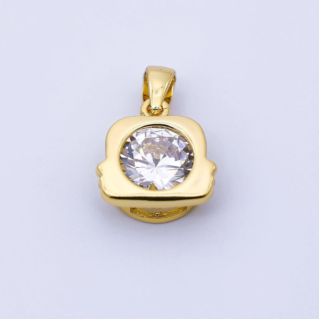 24K Gold Filled 15mm Clear CZ Zodiac Sign Pendant | A1352 - A1357