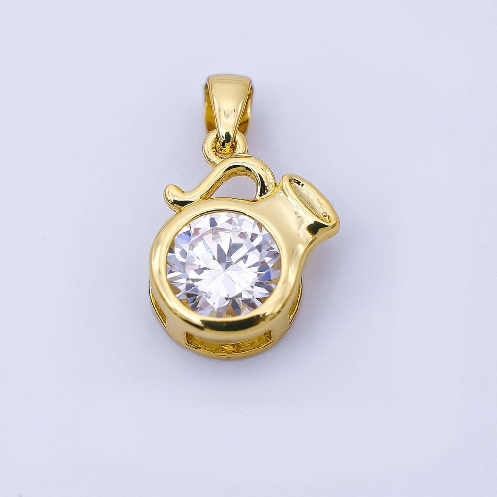 24K Gold Filled 15mm Clear CZ Zodiac Sign Pendant | A1352 - A1357