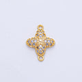 24K Gold Filled 15mm Clear Micro Paved CZ Clover Quatrefoil Connector | Y169