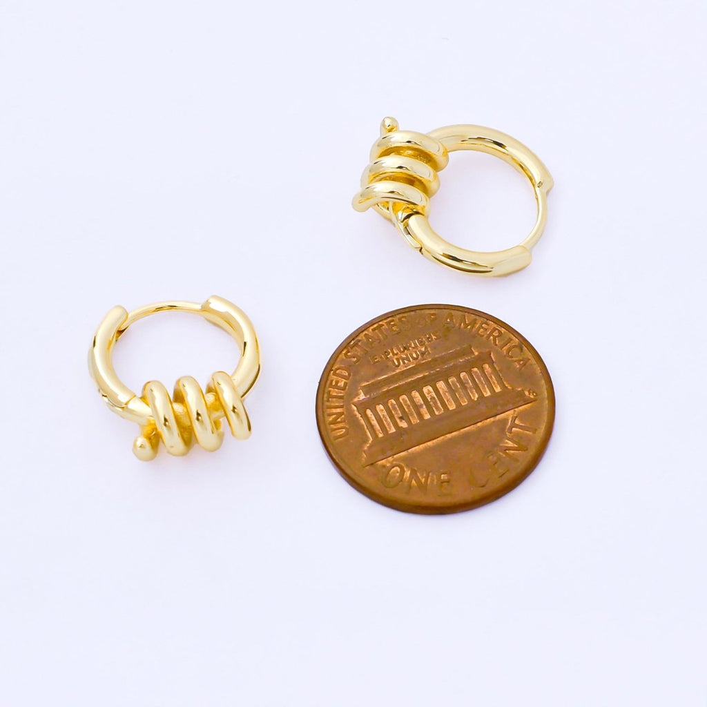24K Gold Filled 15mm Twisted Spring Huggie Earrings in Gold & Silver | AB1628 AB1629
