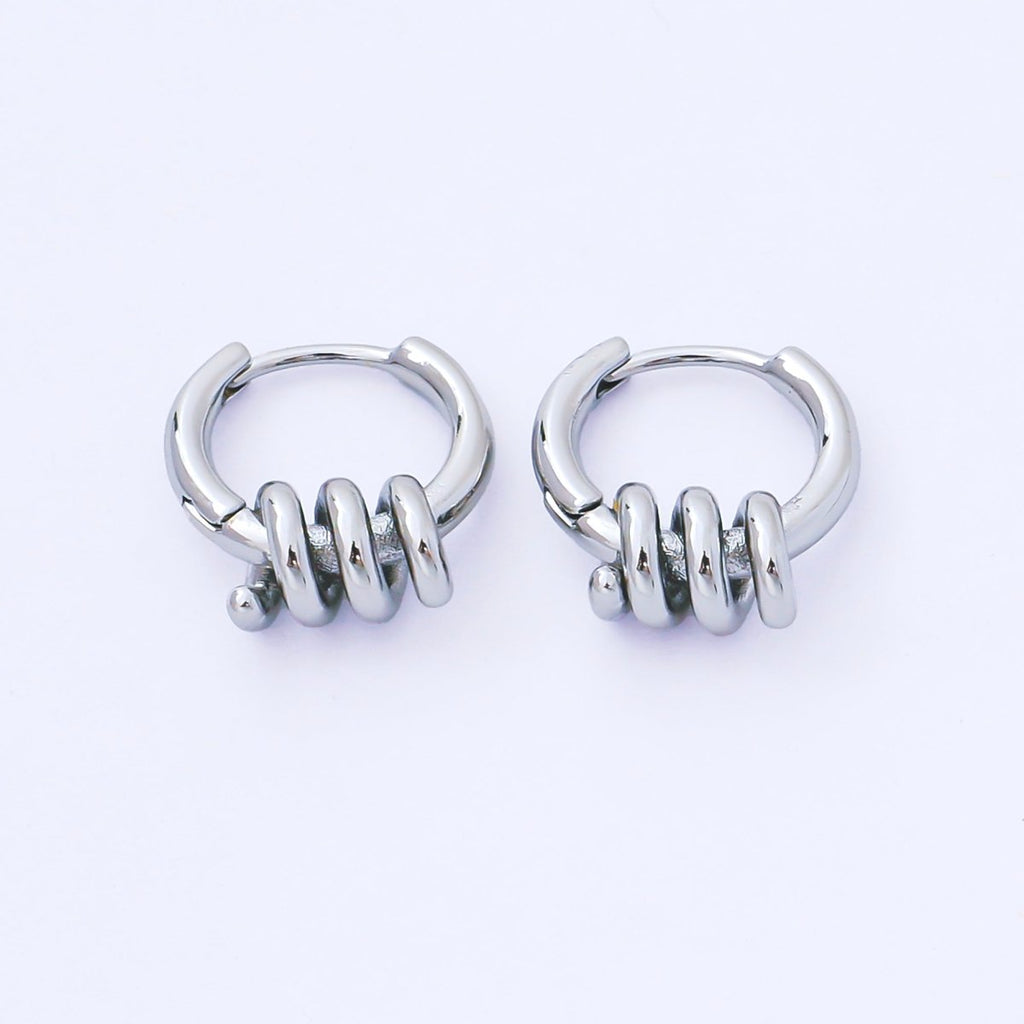 24K Gold Filled 15mm Twisted Spring Huggie Earrings in Gold & Silver | AB1628 AB1629