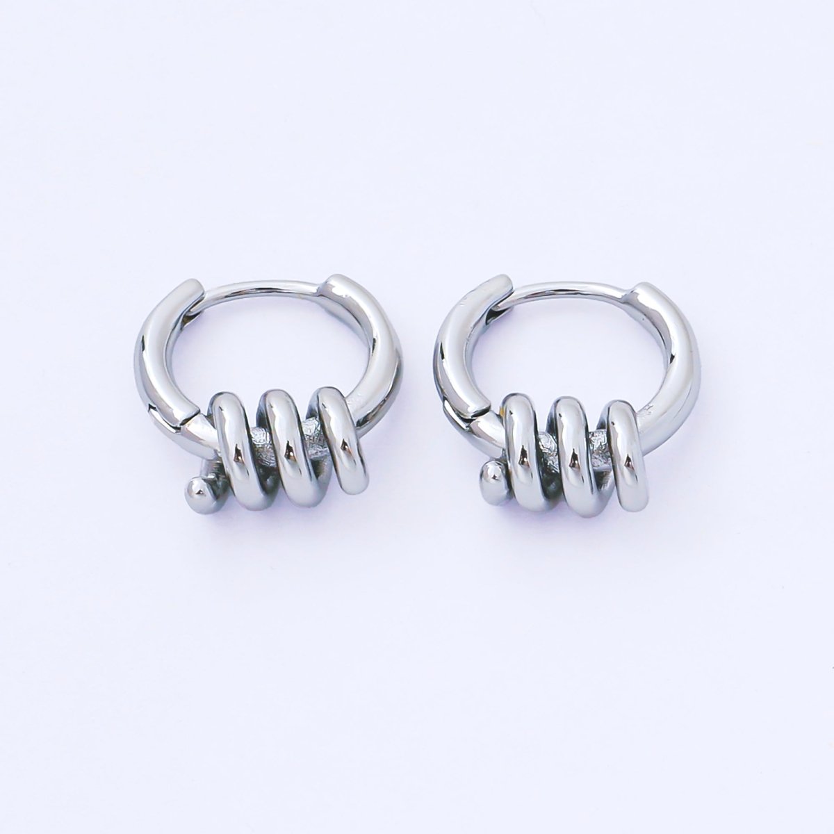 24K Gold Filled 15mm Twisted Spring Huggie Earrings in Gold & Silver | AB1628 AB1629