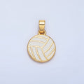 24K Gold Filled 15mm White Enamel Volleyball Sports Pendant | I757