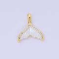 24K Gold Filled 16mm Micro Paved CZ Shell Pearl Mermaid Tail Fish Pendant in Gold & Silver | AA1575