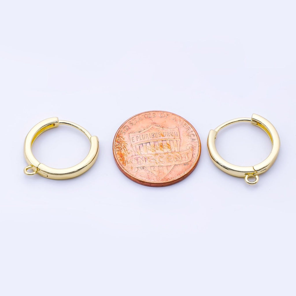 24K Gold Filled 16mm Minimalist Drop Huggie Findings in Gold & Silver | Z1516 Z1517