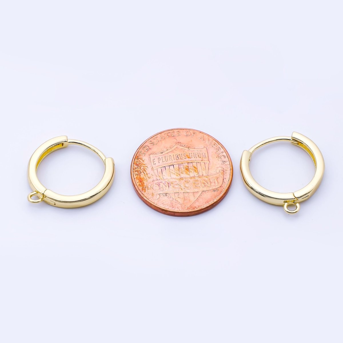 24K Gold Filled 16mm Minimalist Drop Huggie Findings in Gold & Silver | Z1516 Z1517