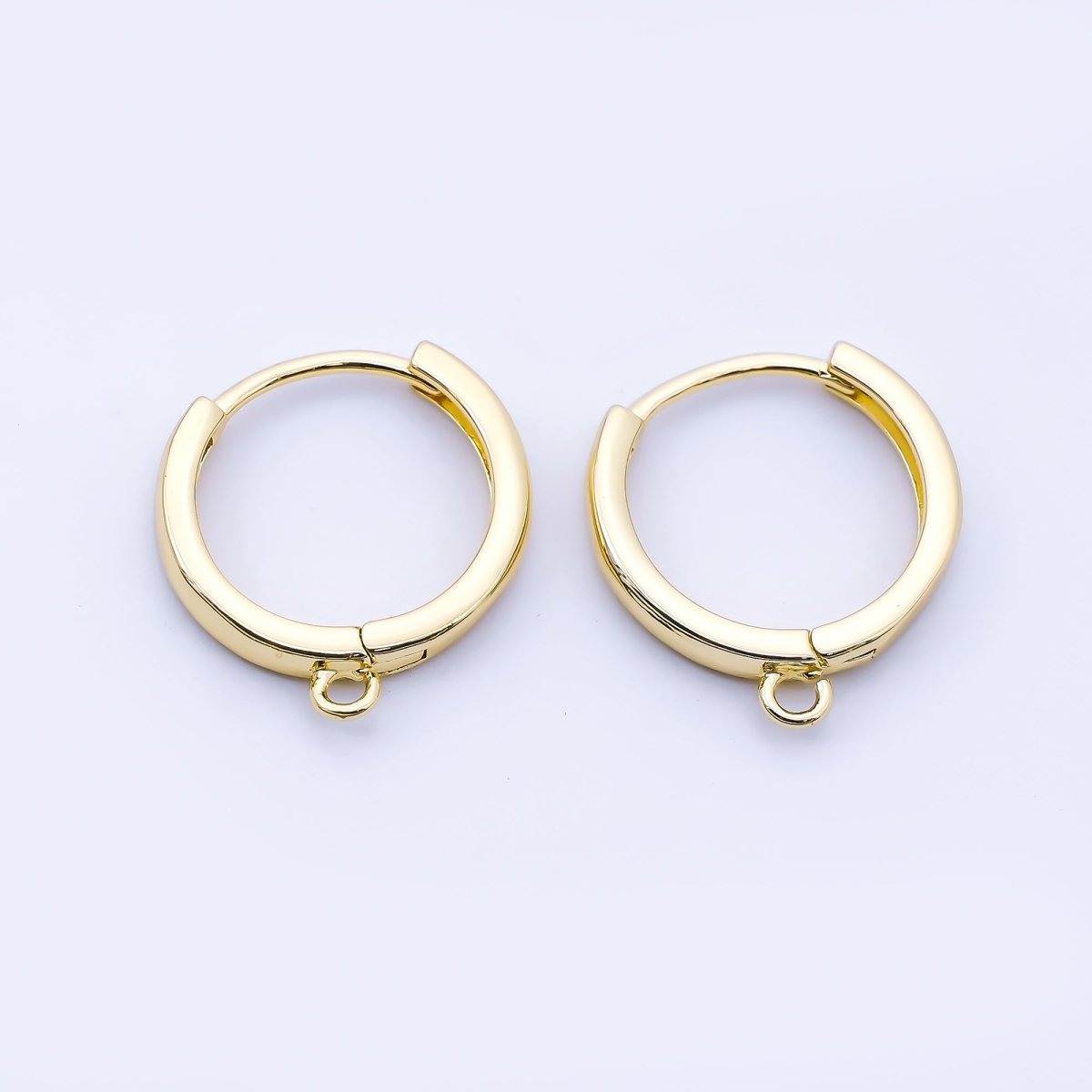 24K Gold Filled 16mm Minimalist Drop Huggie Findings in Gold & Silver | Z1516 Z1517