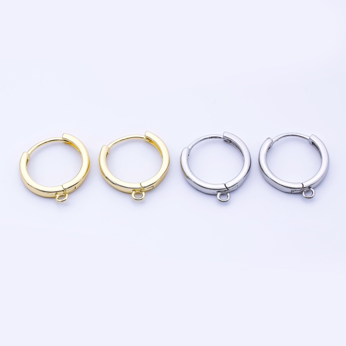 24K Gold Filled 16mm Minimalist Drop Huggie Findings in Gold & Silver | Z1516 Z1517