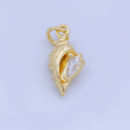 24K Gold Filled 16mm Teardrop CZ Clam Sea Shell Charm in Gold & Silver | AJ480