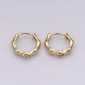 24K Gold Filled 17mm Minimalist Bamboo Huggie Hoop Earrings | K00659