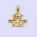 24K Gold Filled 16.5mm Class of 2026 Graduation Diploma Pendant | AA1563