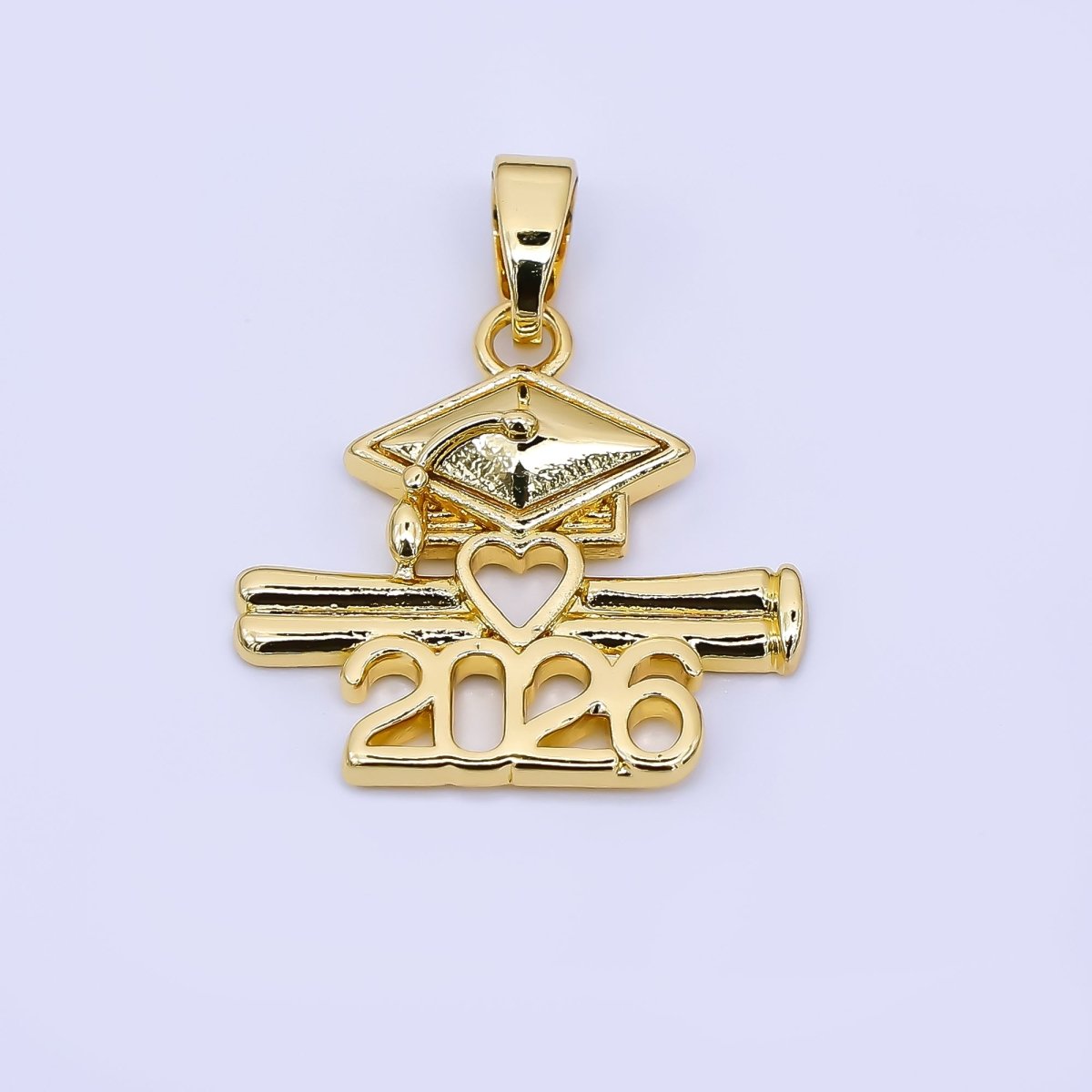 24K Gold Filled 16.5mm Class of 2026 Graduation Diploma Pendant | AA1563