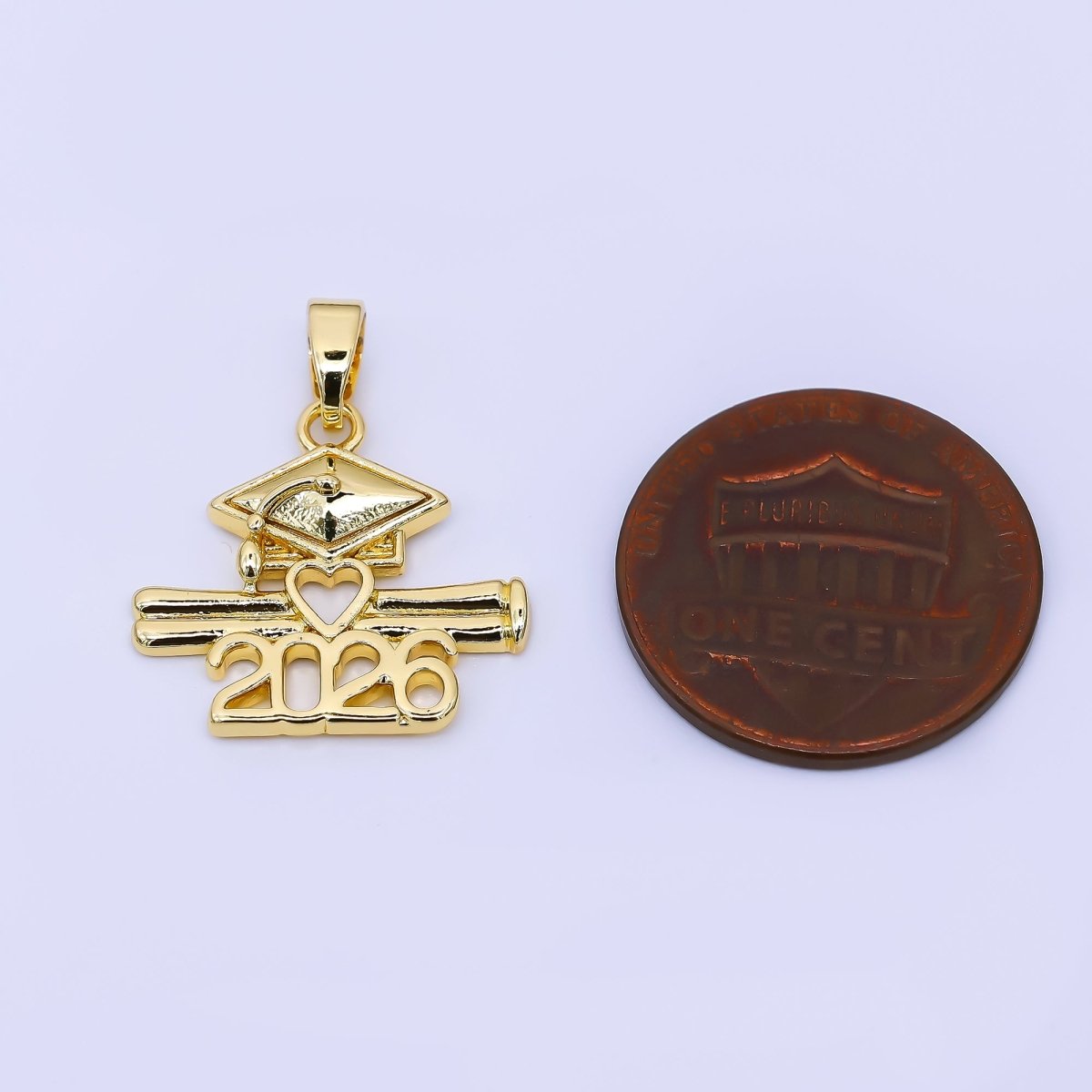 24K Gold Filled 16.5mm Class of 2026 Graduation Diploma Pendant | AA1563