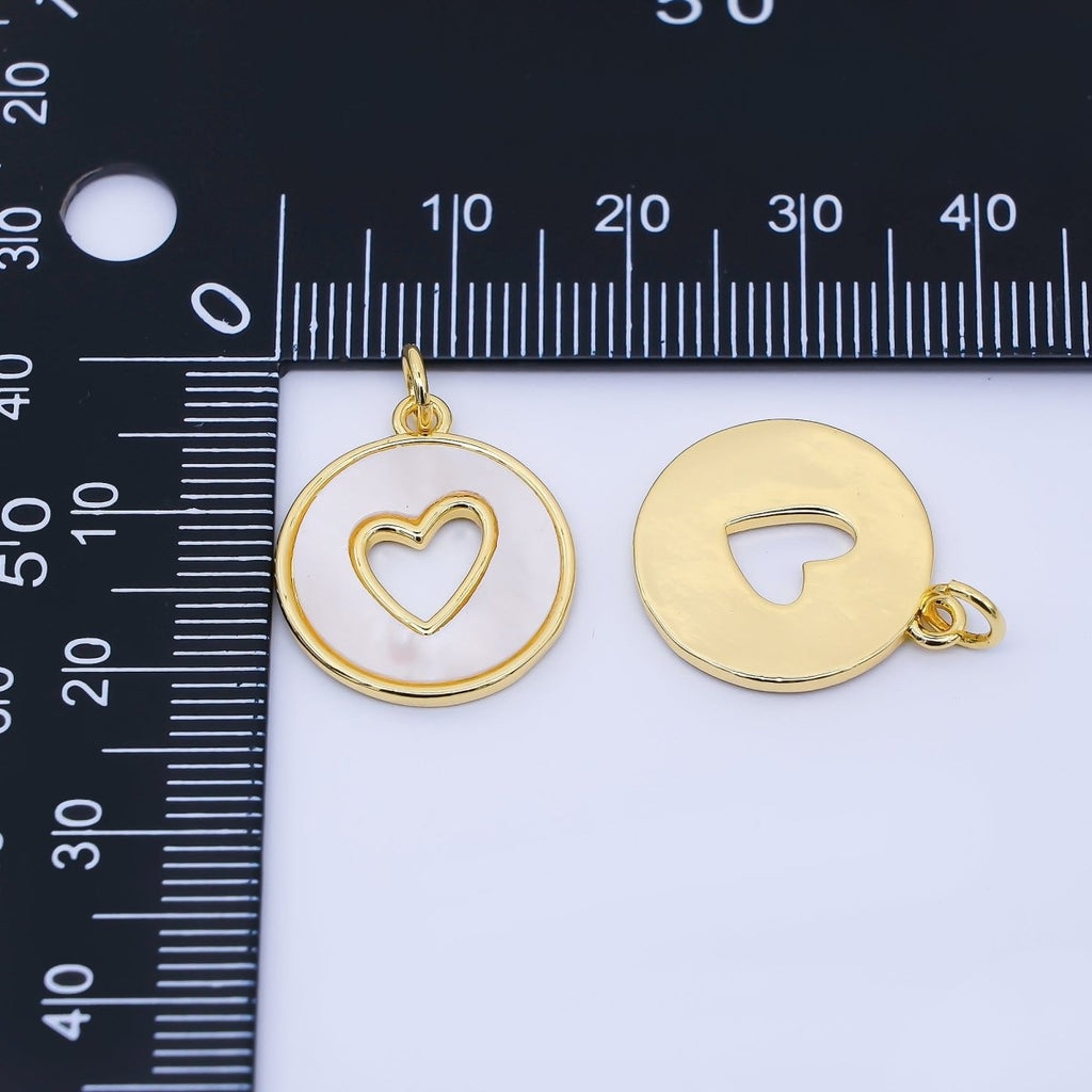 24K Gold Filled 17mm Shell Pearl Open Heart Charm | AF1621