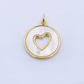 24K Gold Filled 17mm Shell Pearl Open Heart Charm | AF1621