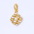 24K Gold Filled 18mm Micro Paved CZ Shell Pearl Wavy Rhombus Tag Pendant | AA1655