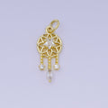 24K Gold Filled 19.5mm Clear, Pink CZ Dreamcatcher Charm in Gold & Silver | AJ469 AJ470