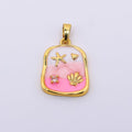 24K Gold Filled 19.5mm Purple, Pink Gradient Sea Shell Clam Molten Pendant | AH510