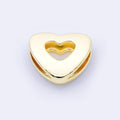 24K Gold Filled 20mm Cord Chubby Open Heart Bead in Gold & Silver | B862