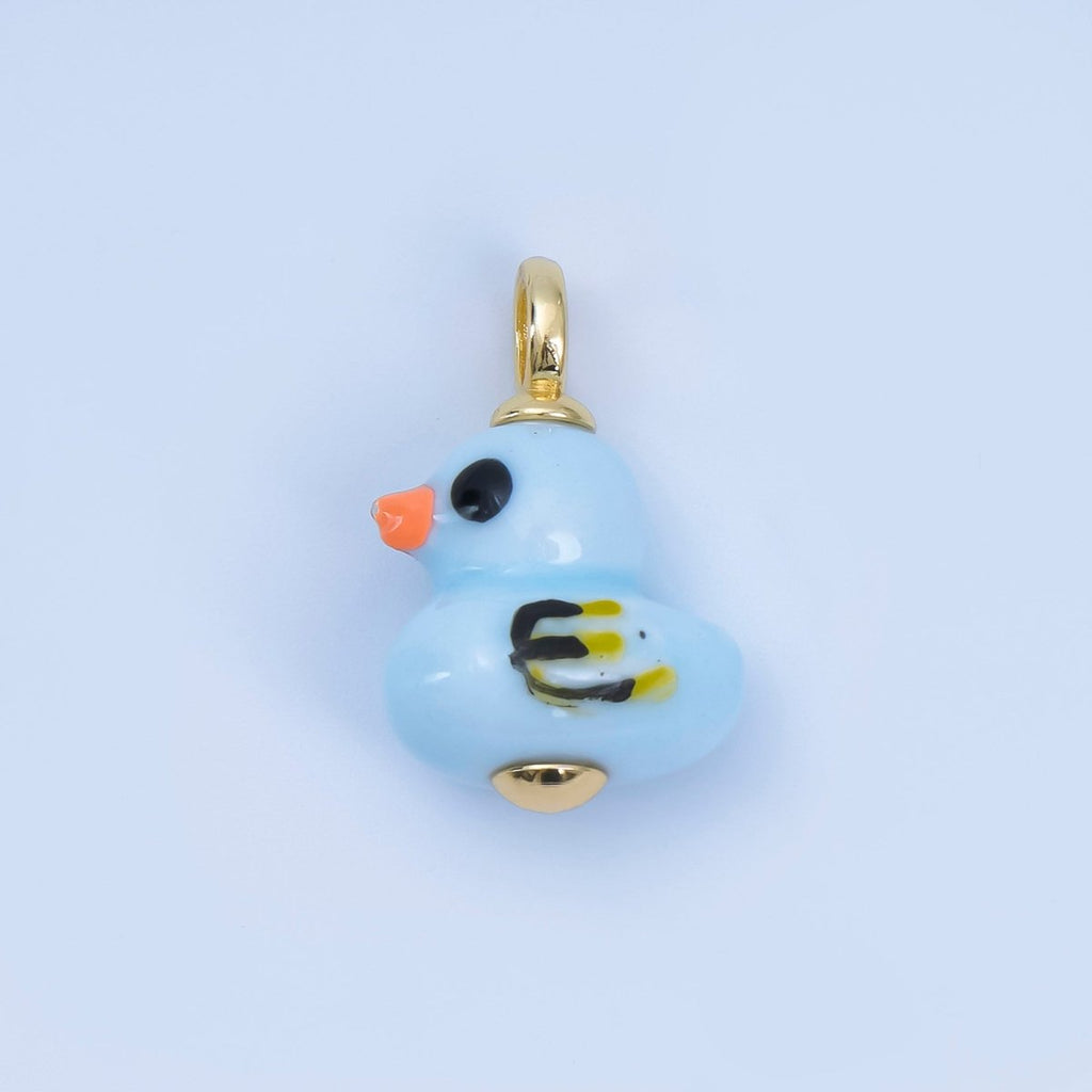 24K Gold Filled 20mm Duck Bird Ceramic Porcelain Drop Pendant | C953 - C959