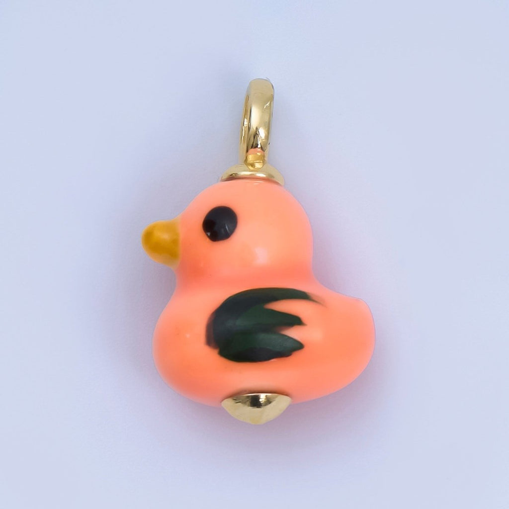 24K Gold Filled 20mm Duck Bird Ceramic Porcelain Drop Pendant | C953 - C959