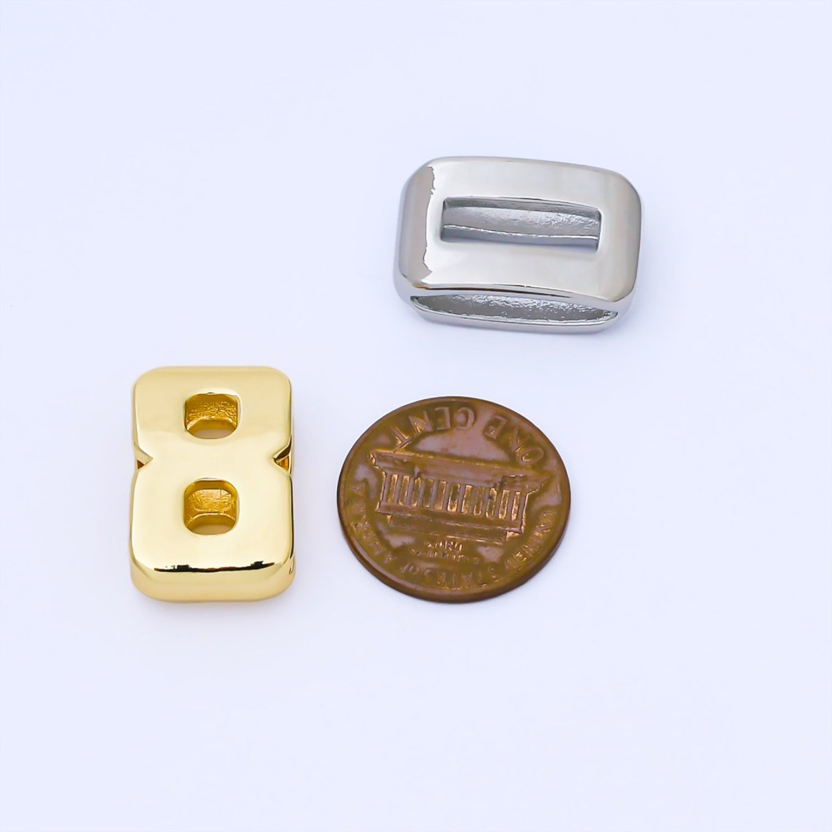 24K Gold Filled 20mm Minimalist Sport Number 0-9 Numerology Bead in Silver & Gold | AC1669-1678