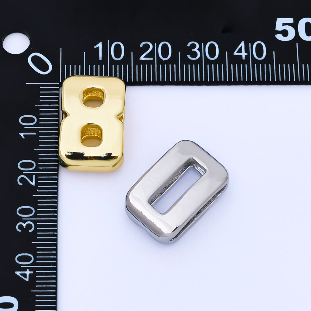 24K Gold Filled 20mm Minimalist Sport Number 0-9 Numerology Bead in Silver & Gold | AC1669-1678