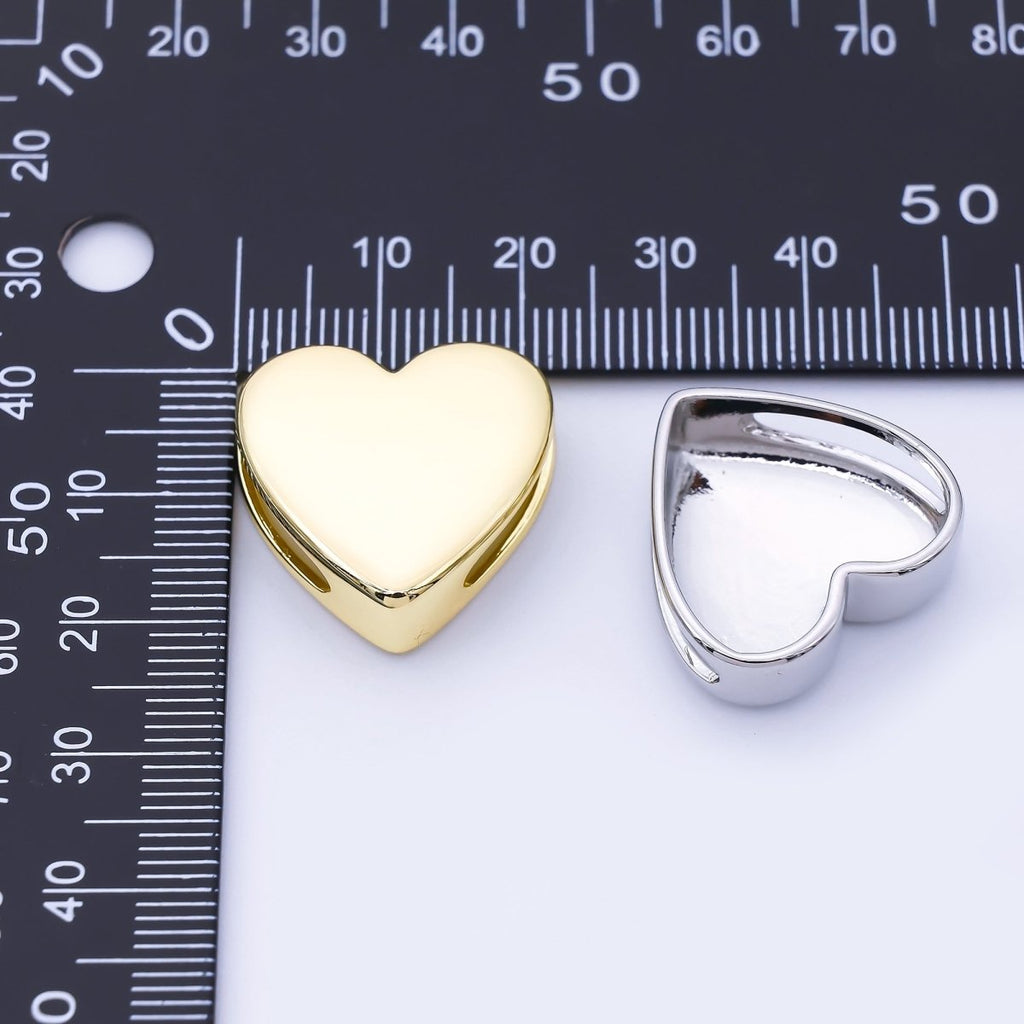 24K Gold Filled 21.5mm Minimalist Heart Spacer Cord Bead in Gold & Silver | B863