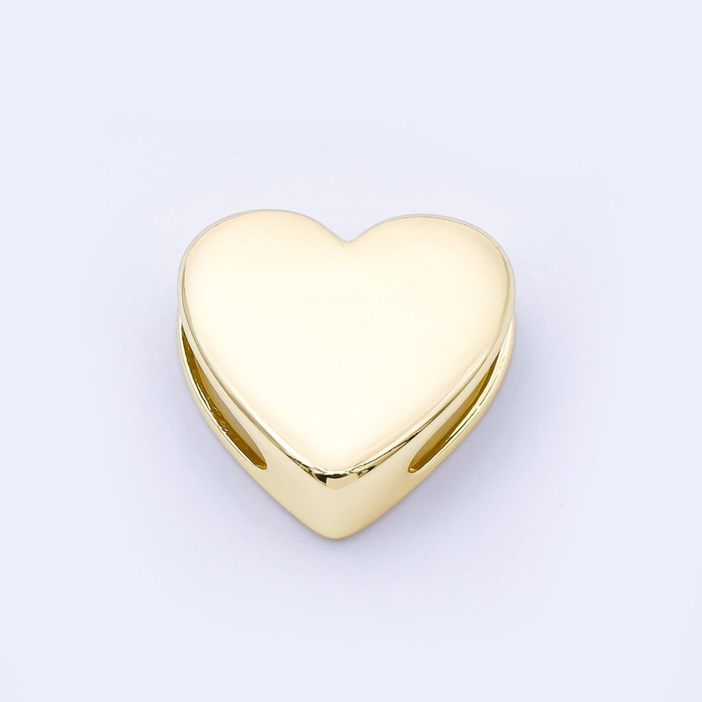 24K Gold Filled 21.5mm Minimalist Heart Spacer Cord Bead in Gold & Silver | B863