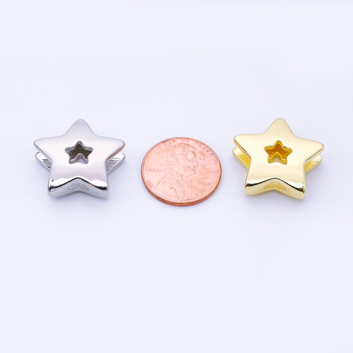 24K Gold Filled 21mm Minimalist Open Celestial Star Bead in Gold & Silver | B854