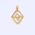 24K Gold Filled 24mm Micro Paved CZ Mother of Pearl Dazzling Rhombus Pendant | AA1653