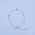 24K Gold Filled 2mm Blue Turquoise Howlite Gemstone 9.5 Inch Anklet | WA-2952