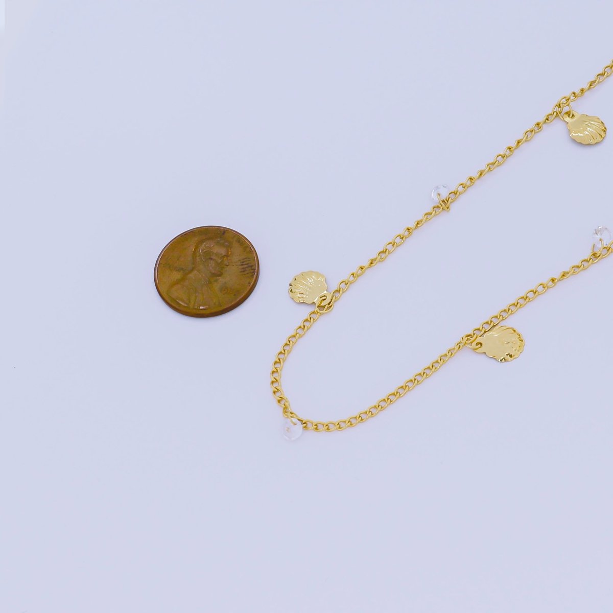 24K Gold Filled 2mm Round CZ Seashell Curb Unfinished Chain by Yard | ROLL-01673